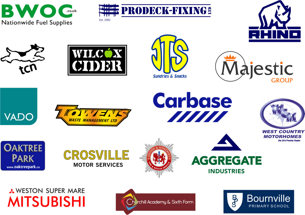 Some of the businesses we've already worked with, including Towens Waste Management, Weston-super-Mare Mitsubishi, Devon & Somerset Fire & Rescue Service, and BWOC